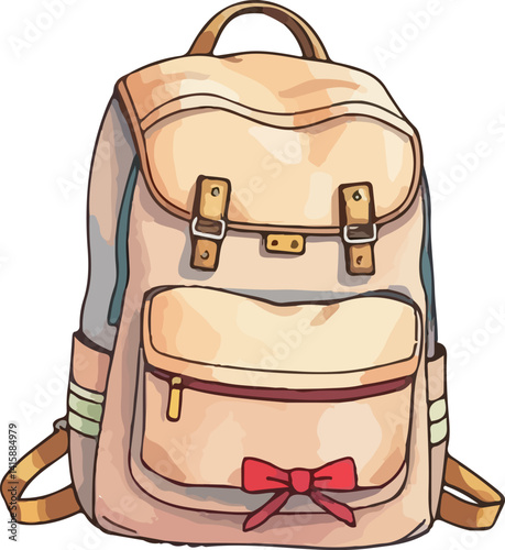 Backpack watercolor vector illustration.
