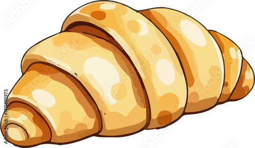 Croissant watercolor vector illustration.