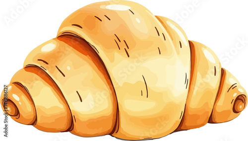 Croissant watercolor vector illustration.