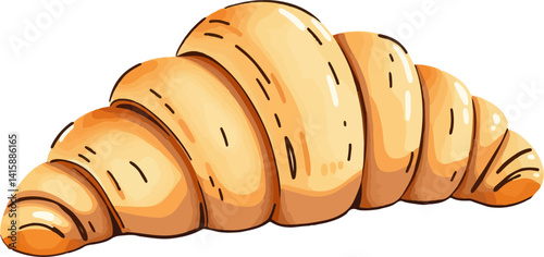 Croissant watercolor vector illustration.