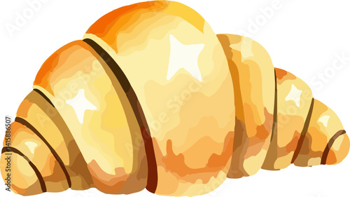 Croissant watercolor vector illustration.