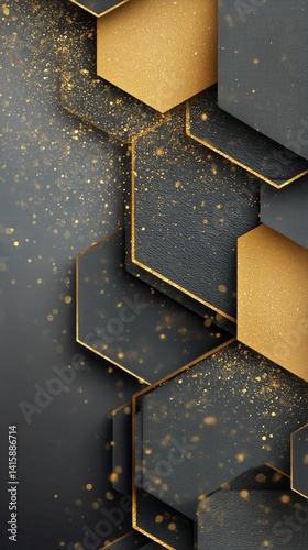 Modern Geometric Design Featuring Hexagonal Shapes and Gold Accents With a Sp...