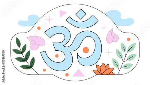 Stylized Om symbol, spiritual design, pastel colors, for websites and blogs
