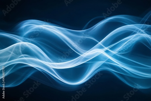 Serene Blue Smoke Waves: Abstract Art Print