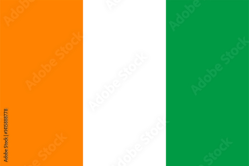 The flag of Ivory Coast, with accurate proportions and colors. Vector image.