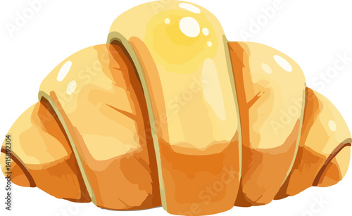 Croissant watercolor vector illustration.