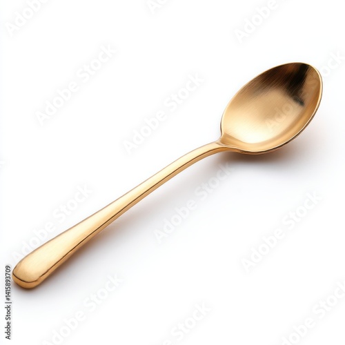 Golden spoon isolated object on white background