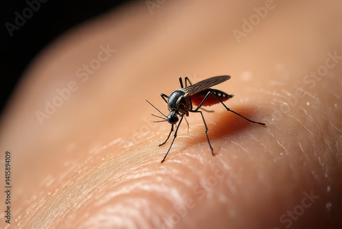 Freckled Skin Close-Up: High-Resolution Macro Photography of Natural Imperfections and Mosquito Shadow