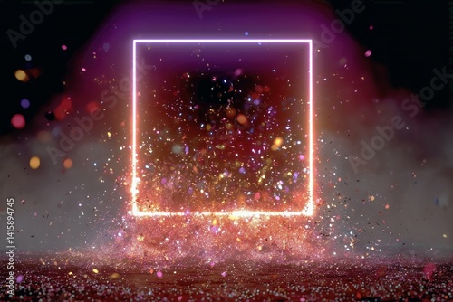 Vibrant Explosion of Color and Light in a Digital Space With Glowing Border