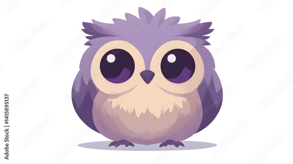 Obraz premium Adorable Purple Owl with Big Eyes and Fluffy Feathers for Nature Wildlife and Childrens Them