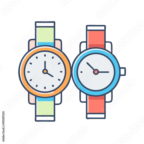 Two Stylish Watches with Unique Color Combinations for Timekeeping