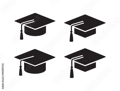 Repeating Pattern of Graduation Hats – Monochrome Design