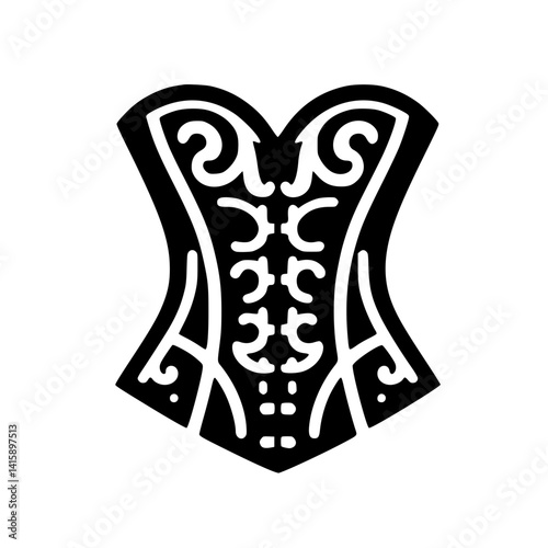 Stylized Corset Silhouette – Chic Black and White SVG Icon for Fashion Branding & Design Projects