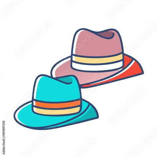 Two stylish fedora hats in different colors resting on a white surface