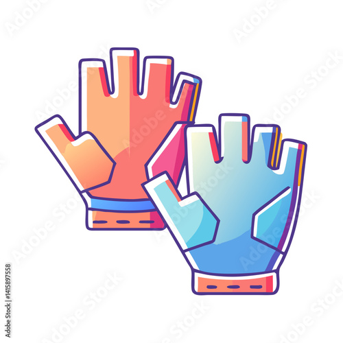 Stylish fingerless gloves illustration in orange and blue color variations