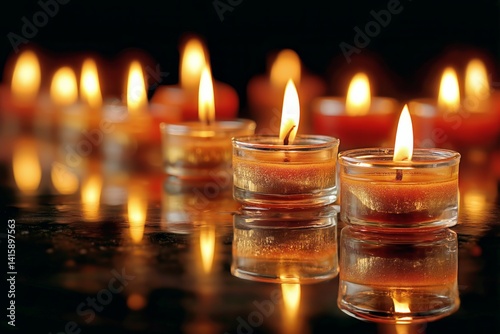 Warm Glow of Candles Creating a Calming Atmosphere in a Dimly Lit Room