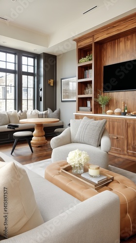 Modern Living Room Design Featuring Natural Light and Elegant Furnishings in ...