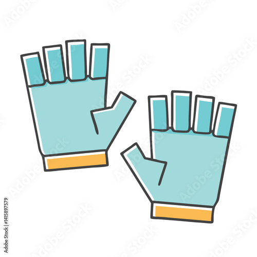 Two stylized light blue fingerless gloves for cycling or other sports