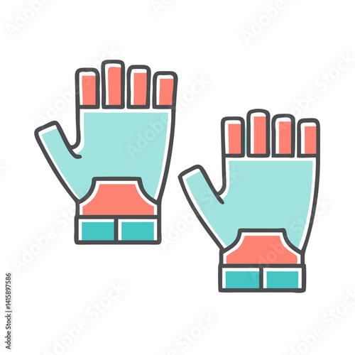 Illustration of a pair of fingerless gloves used for climbing or biking