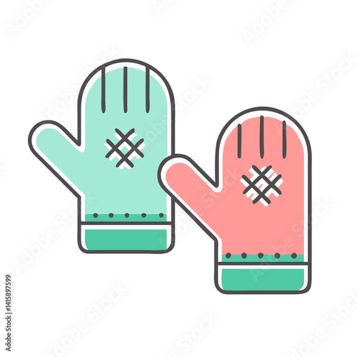 Pair of mittens in different colors for winter protection and warmth