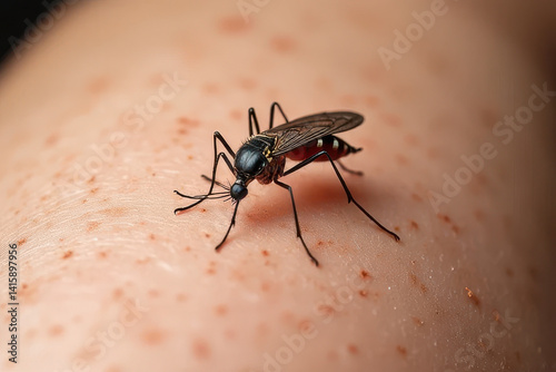 Freckled Skin Close-Up: High-Resolution Macro Photography of Natural Imperfections and Mosquito Shadow