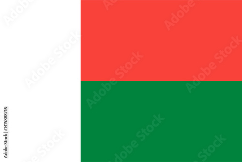 The flag of Madagascar, with accurate proportions and colors. Vector image.