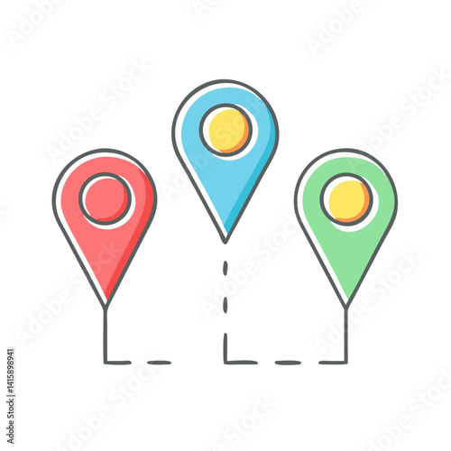 Colorful location markers indicating multiple destinations or points of interest Free Download Colorful location markers indicating multiple destinations or points of interest - GFXLoad