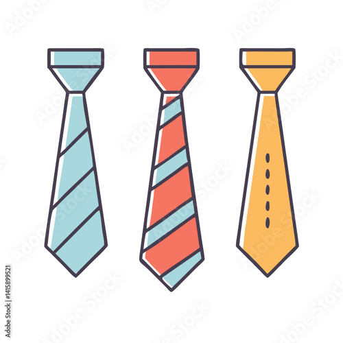 Three brightly colored and elegantly designed neckties aligned on a white backdrop