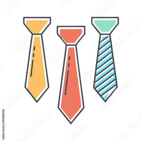 Three ties in different colors and patterns ready for business attire