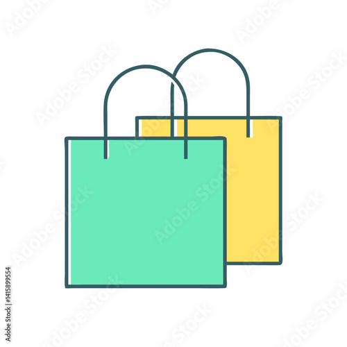 Two simple stylized shopping bags in different colors next to each other