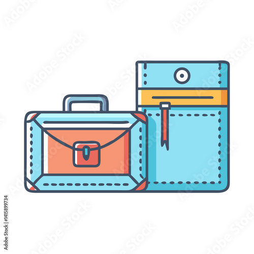 Cute stylized illustration of two pieces of luggage for travel purposes