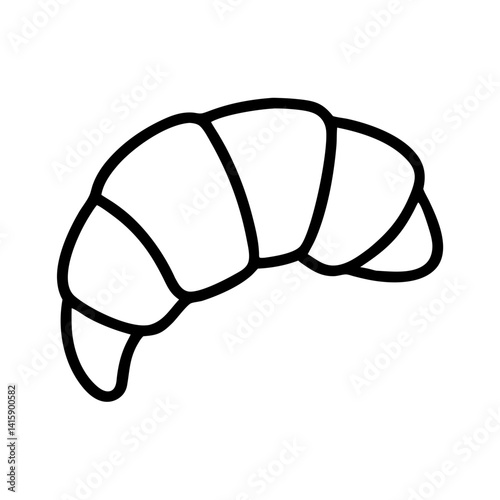 Croissant Outline in Minimalist Style, icon, vector  