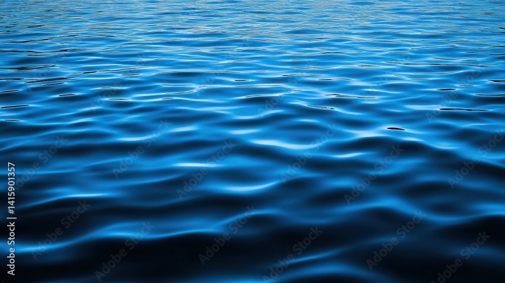Fototapeta premium Deep blue water surface with gentle ripples.