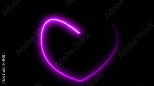 glowing neon heart on black