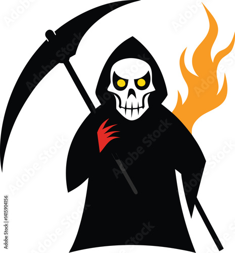 halloween witch with a skull and a broom