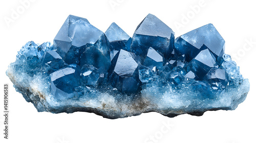 cluster of blue crystals isolated on white background, high-definition, realistic look