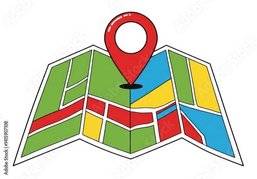 Colorful map with location pin vector illustration isolated on white background Free Download Colorful map with location pin vector illustration isolated on white background - GFXLoad