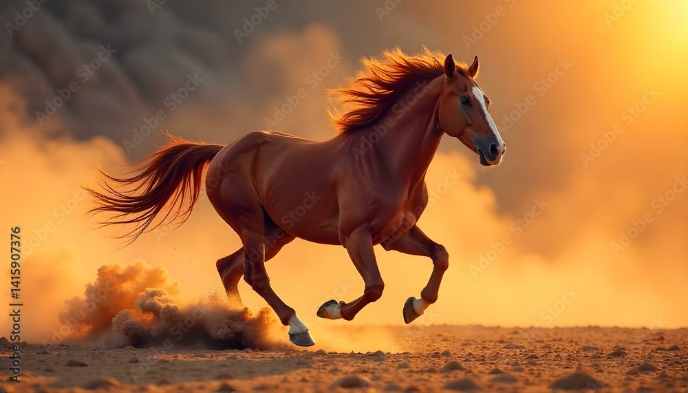 Fototapeta premium wild stallion, horse running at full speed