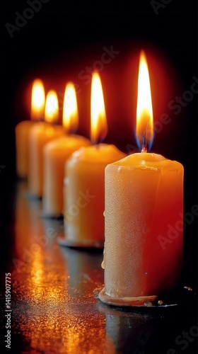 Warm Glow of Candlelight Illuminating a Serene Space at Night