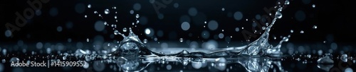 Large, heavy raindrops on black, dramatic splash , monochrome, dark, element