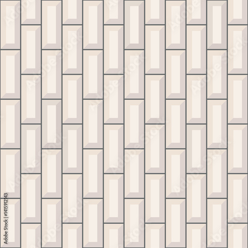 White ceramic vertical tile wall pattern. Subway, metro brick textured vector seamless background. Scandinavian decorative bathroom, kitchen floor, wall grid