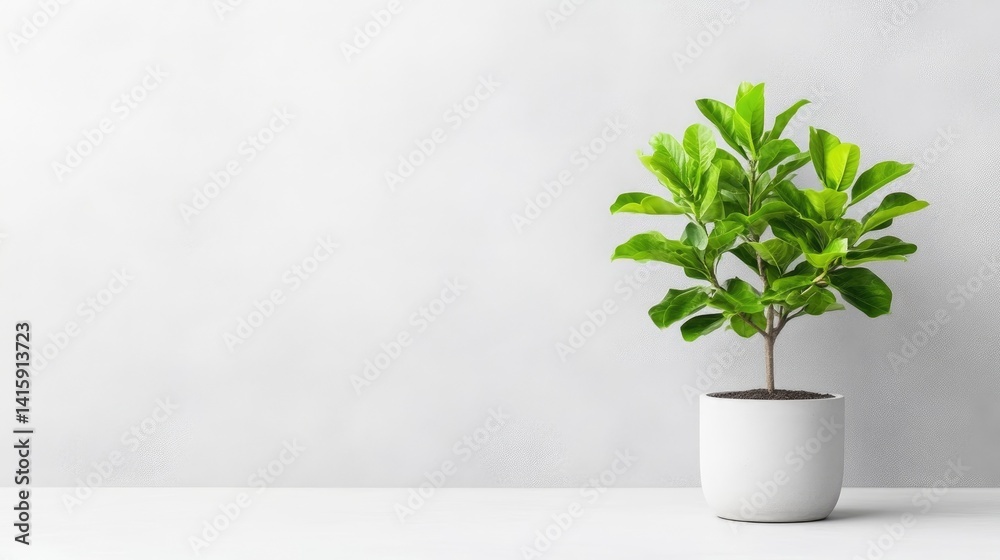 Minimalist plant in a white pot against a light gray wall (1) Minimalist plant in a white pot against a light gray wall (1)