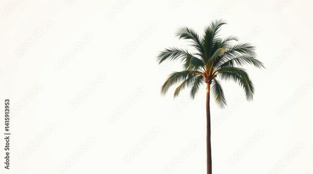 Obraz premium Single Palm Tree: Minimalist Tropical Summer Serenity
