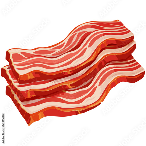 Strips of Crispy Bacon – Meat and Breakfast Food Illustration