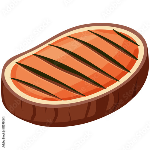 Grilled Beef Steak with Grill Marks – Meat and Protein-Rich Food Illustration