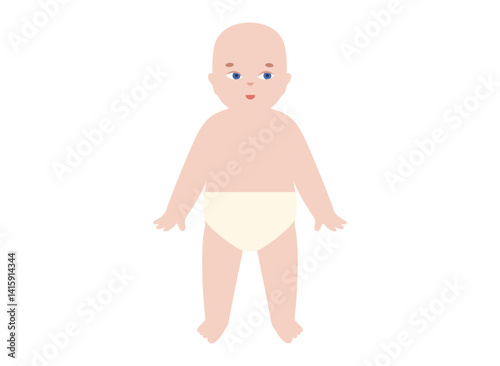 Baby in diapers smiling
