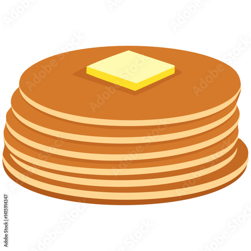 Stack of Pancakes with Butter on Top – Delicious Breakfast Food Illustration