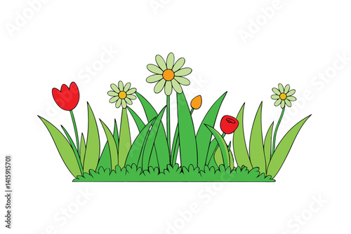 spring flowers and grass