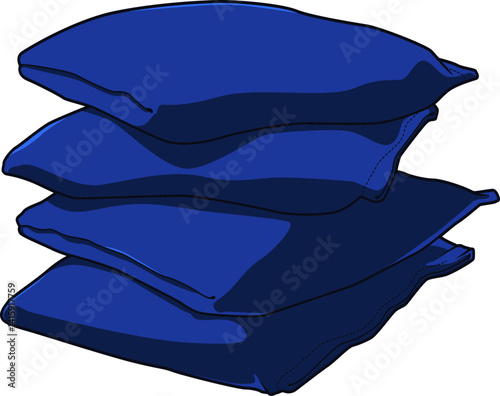 Gestapelte blaue Cornhole-Säckchen – sportliches Accessoire für Turniere und Freizeit.
