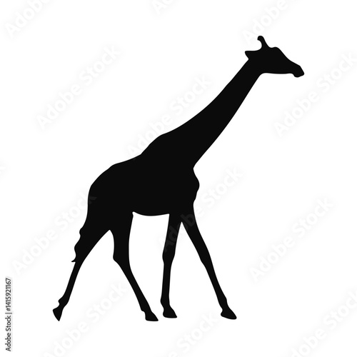 Silhouette of a Giraffe Walking in the African Savanna Perfect for Safari Wildlife and Animal Theme Designs